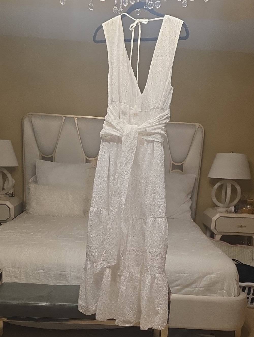 Misa Los Angeles Ksenia Cotton Eyelet Asymmetrical Maxi Dress Size XL - Picture 7 of 16